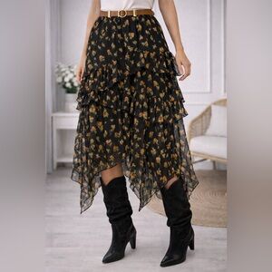 Urban Outfitters Black Dress with Vibrant Floral Accents xs/s